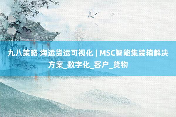 九八策略 海运货运可视化 | MSC智能集装箱解决方案_数字化_客户_货物